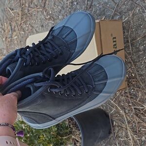 LL Bean Bar Harbor Nubuck Leather Lace Up Duck Boots Black Iron NWT sz: 8